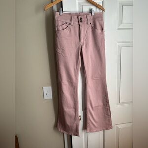 Levi’s light pink flare high rise jeans